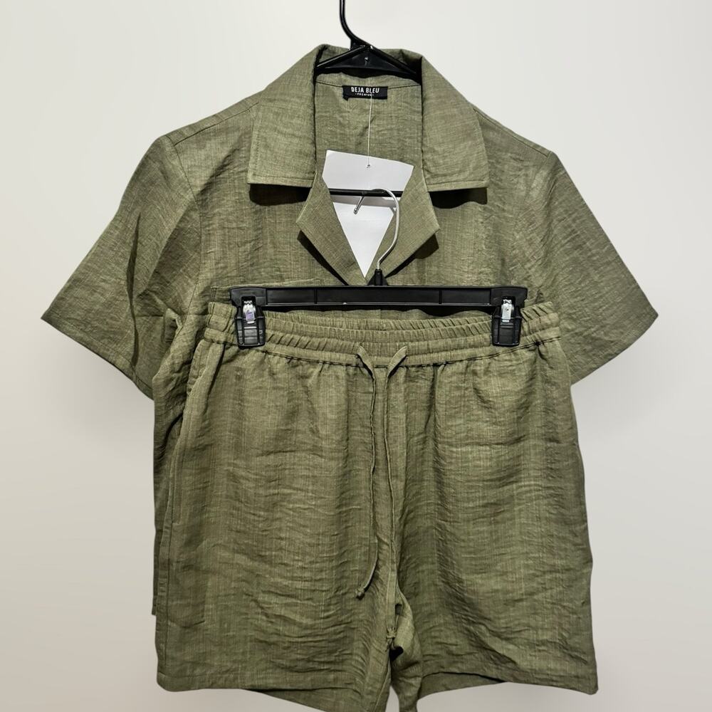 Women’s Vacation Style Linen Button Down Top & Matching Shorts